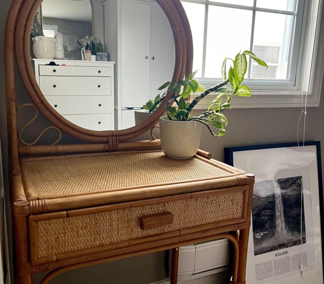 Rattan vanity for just $30