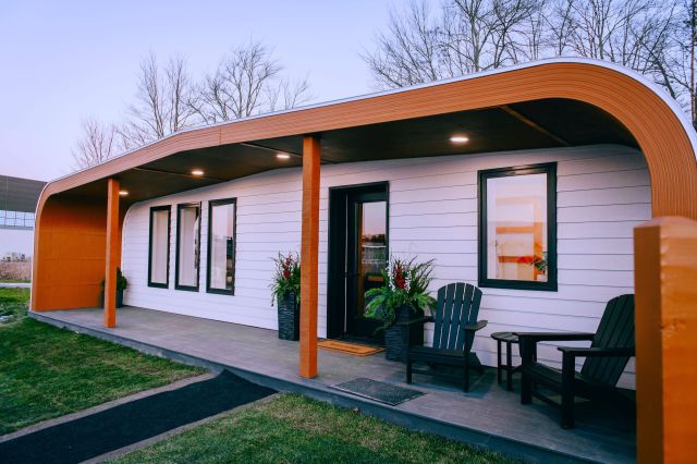 3D-printed home, The new homes do not use concrete, instead using wood components, with the exception of the foundation.