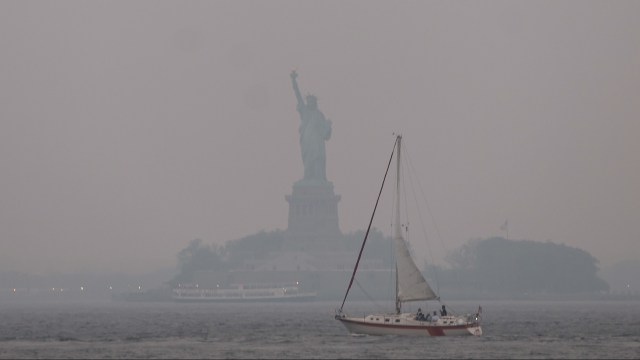 Smoke From Canadian Wildfires Blows South Creating Hazy Conditions On East Coast