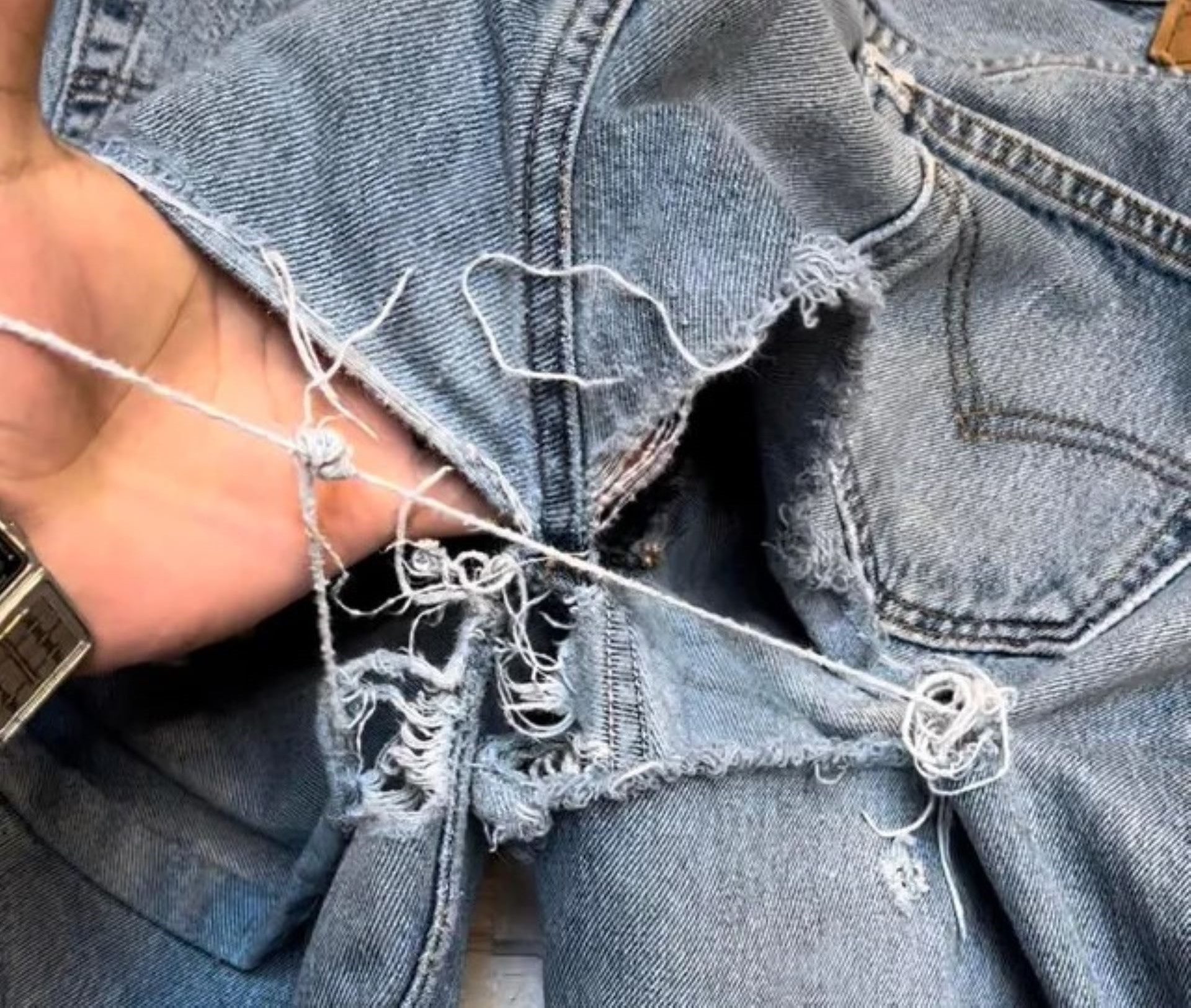 Redditor sparks inspiration with before-and-after photos of their jeans- mending transformation: 'Love the end result