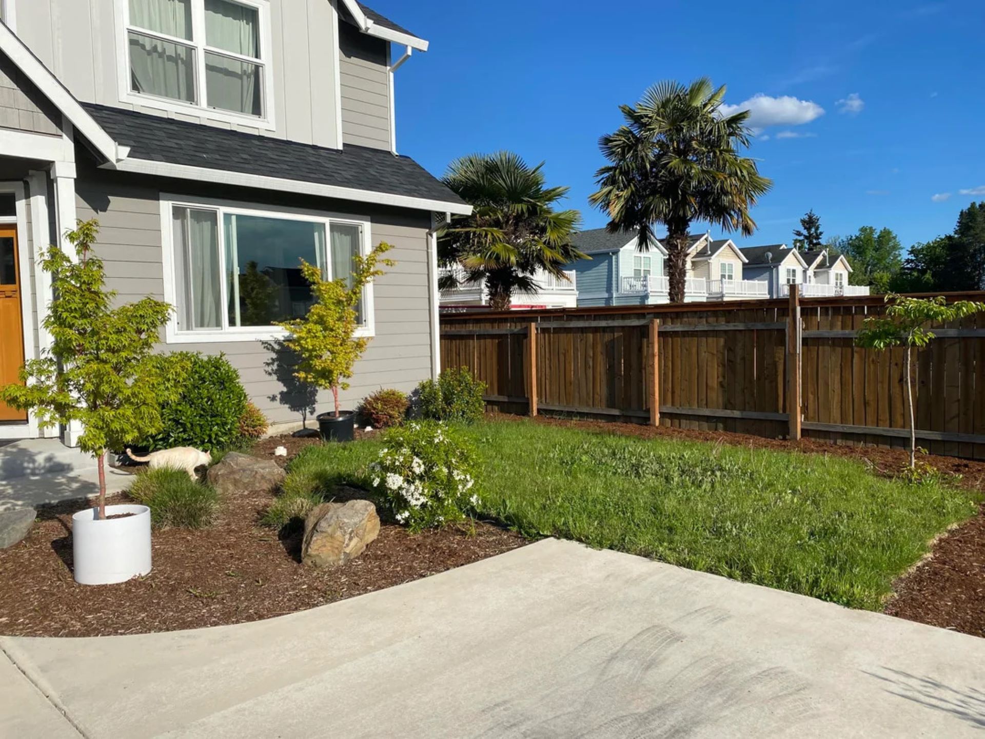 Their before image was an ordinary square of lawn sandwiched between a few mulch beds.