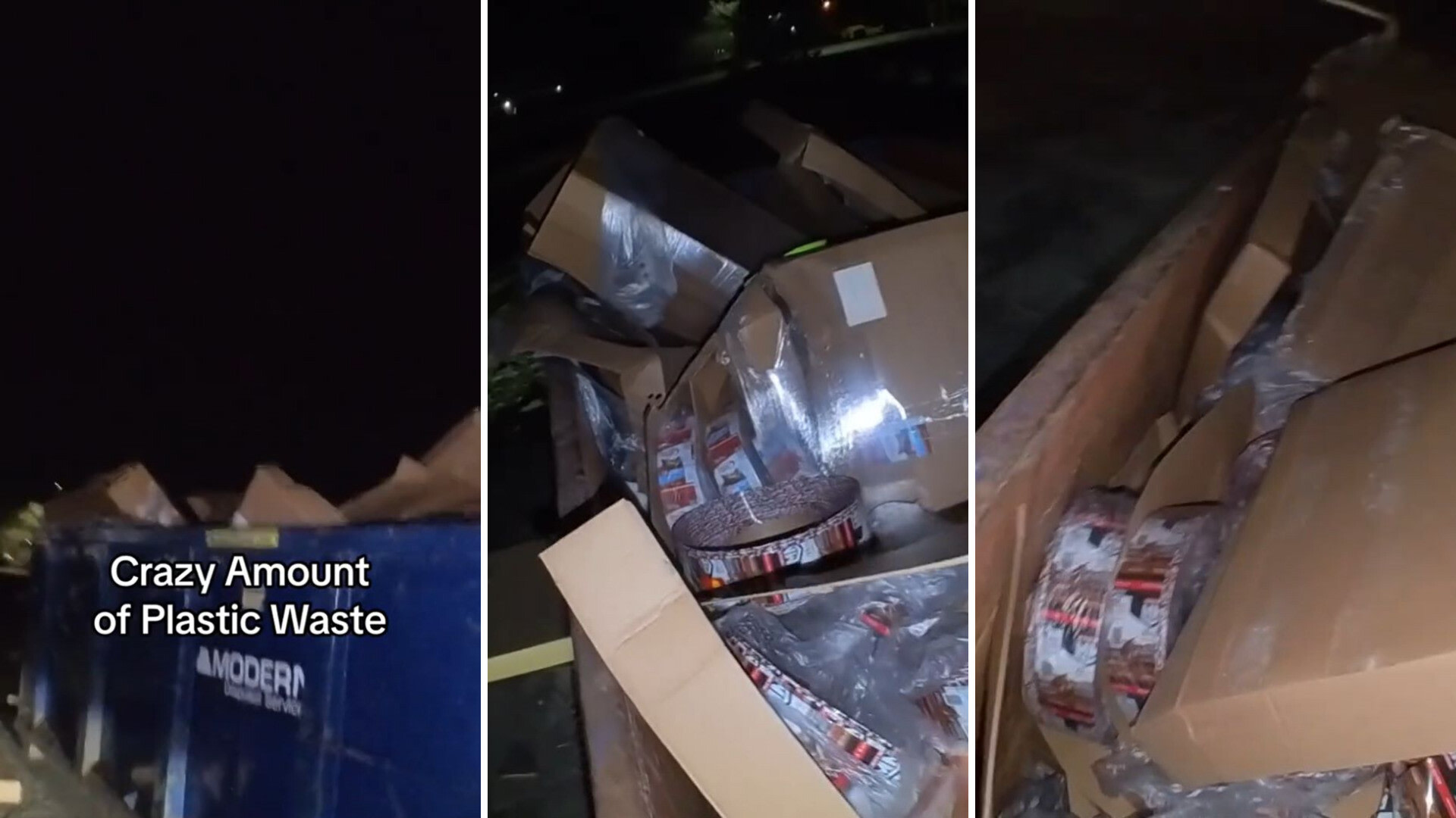 Dumpster diver shares eye-opening scene outside major packaging 