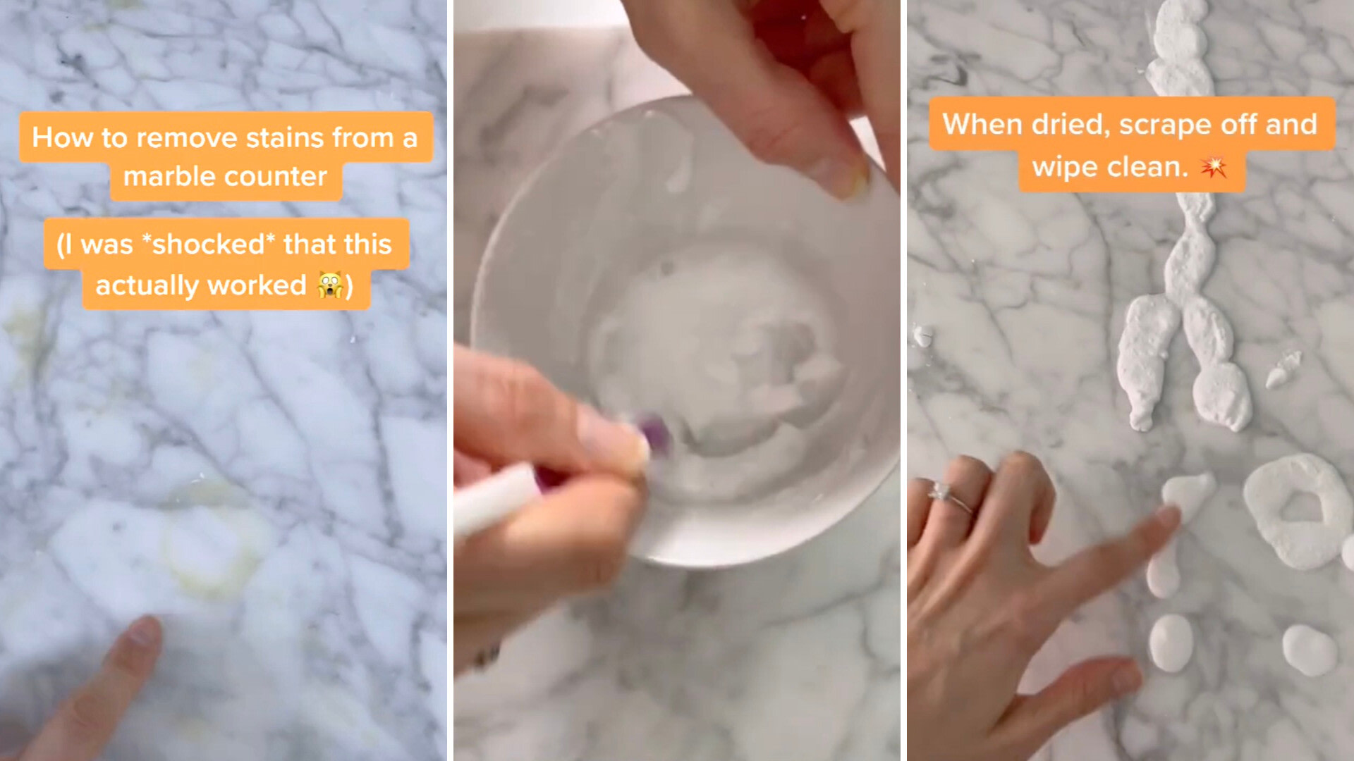 Cleaning expert shares 'life-changer' tip to remove pesky stains from marble countertops: 'I was surprised at how easily the stains came off'