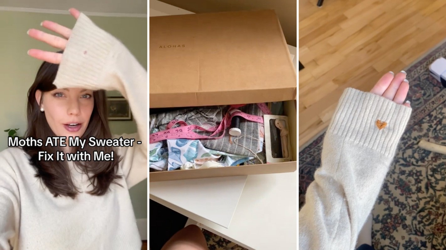 Woman demonstrates simple way to hide moth damage on clothes: 'It turned out so cute'