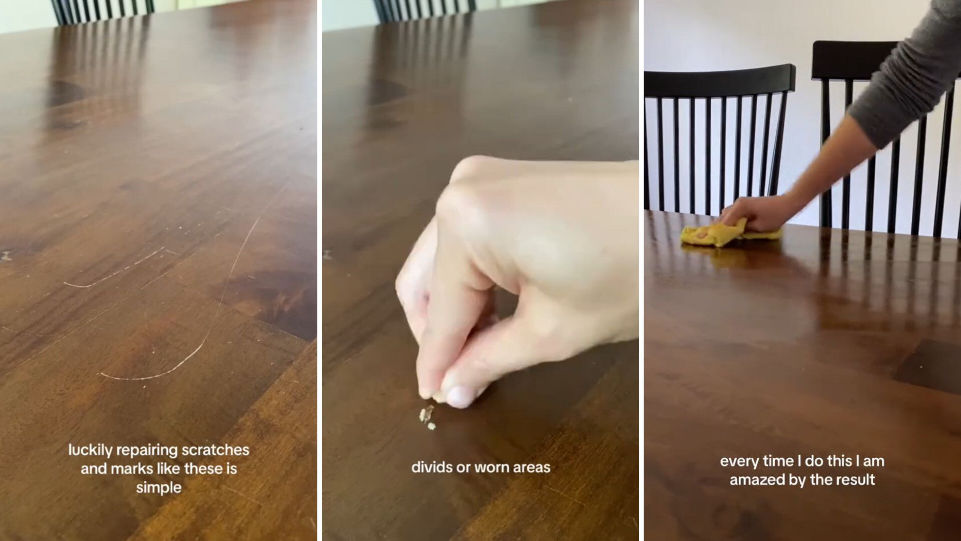 Woman shares simple trick to remove scratches from wooden furniture: 'It's like magic'