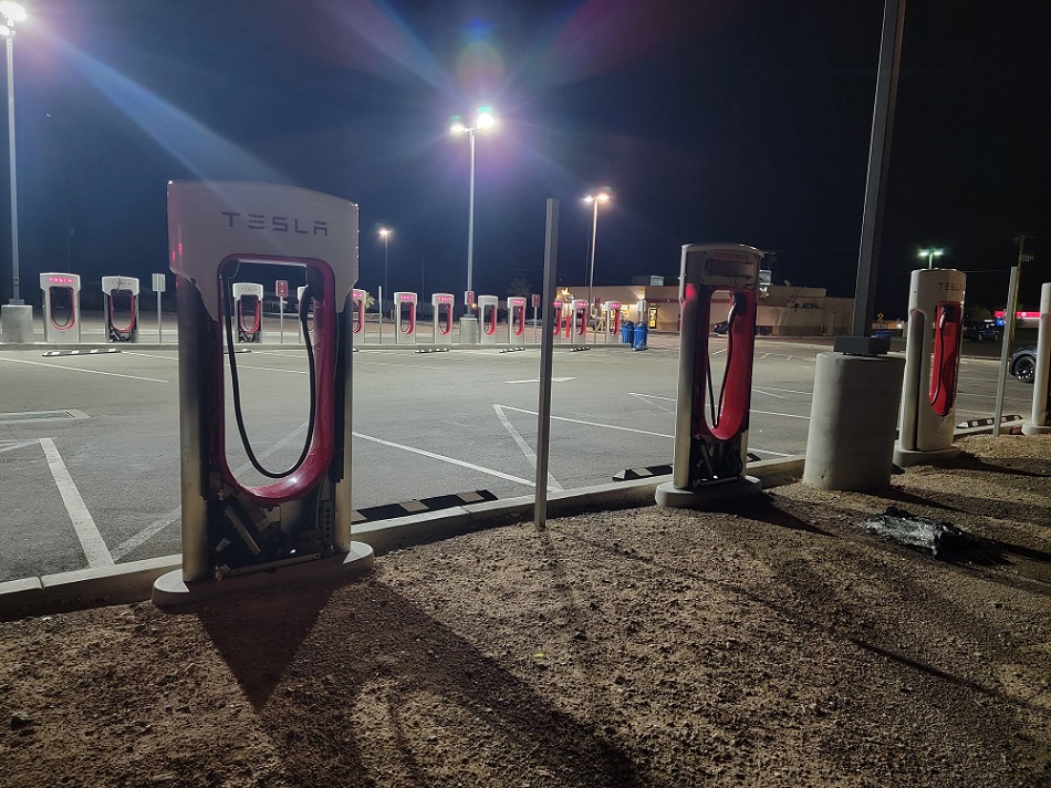 Tesla charging station vandalism