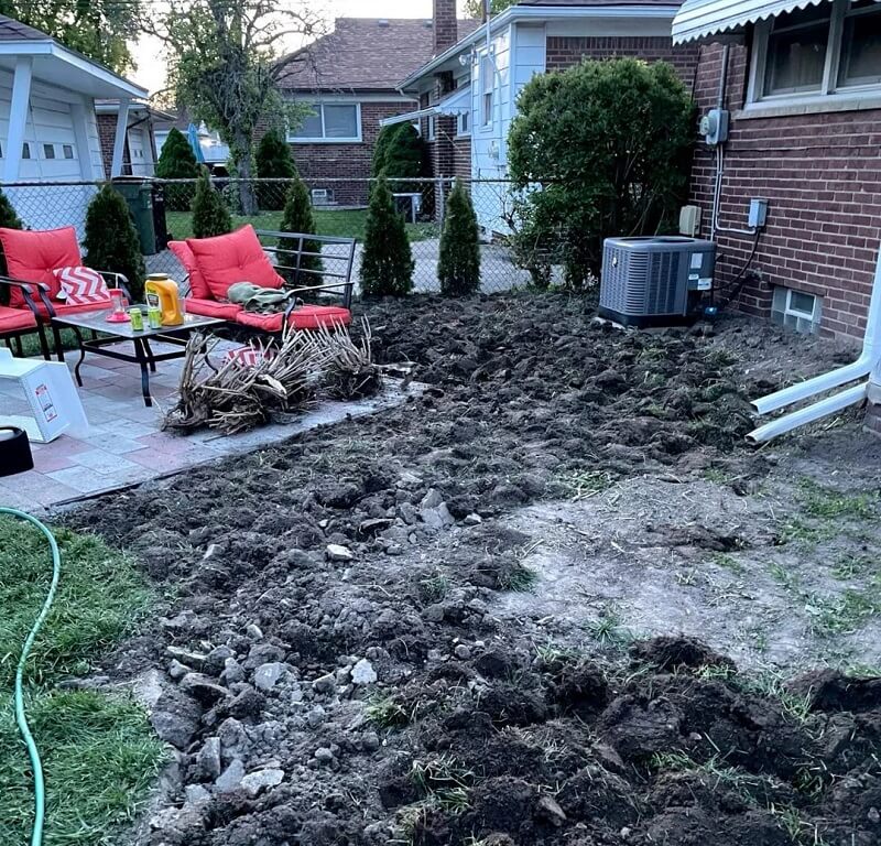 "Our entire yard was grass and my husband and a shovel saw its demise."