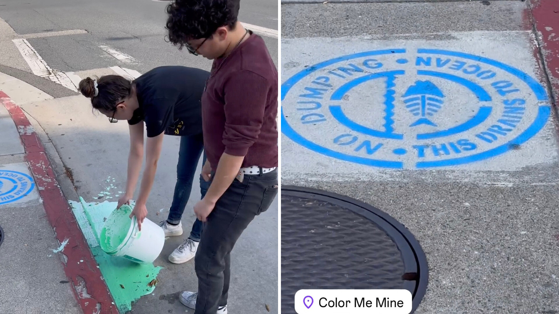 Pedestrian films employees of a paint shop dumping paint in front of the shop: “This is very disappointing”