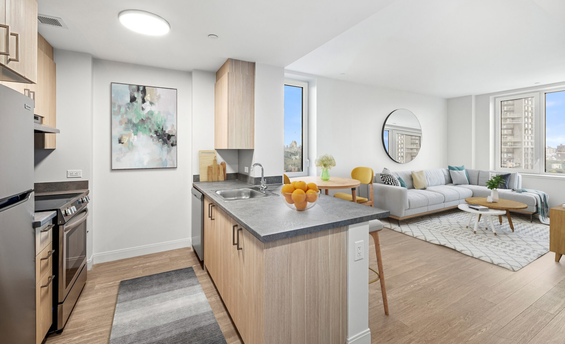 A kitchen is shown, full of appliances.