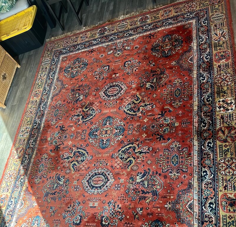 A high-quality Persian wool rug that might typically sell for hundreds or even thousands of dollars.