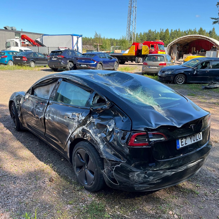 The Tesla car is both a vehicle and, apparently, a life preserver. 