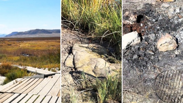 Three side-by-side images of Blue Lake.