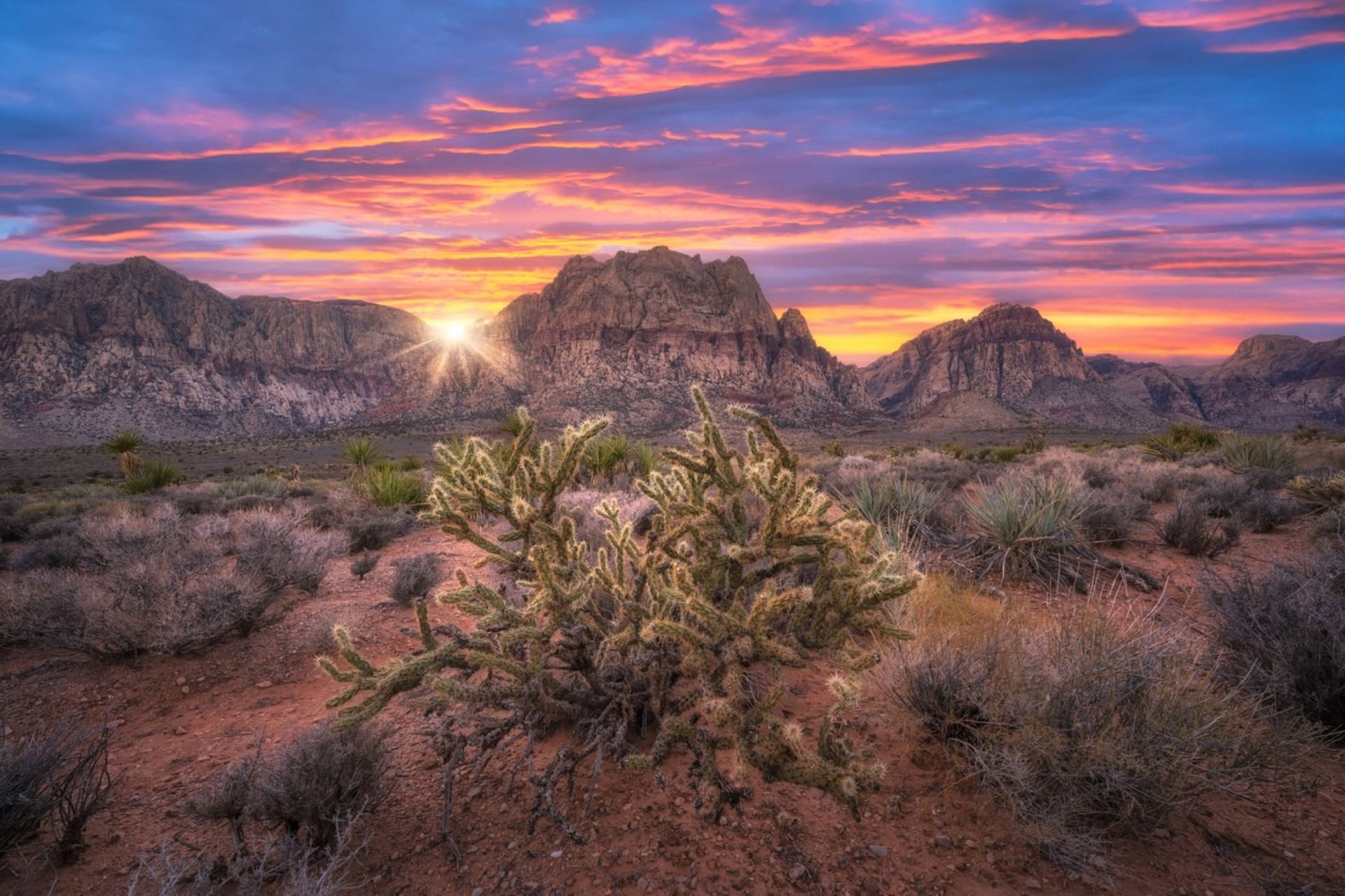 Sunset over Red Rock Canyon.