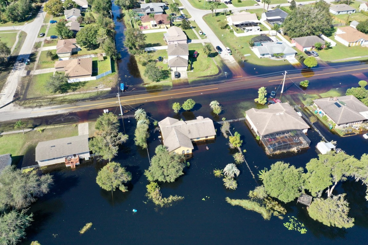 Flooded neighborhoods from Hurricane Helene.