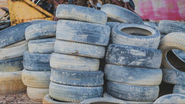 Pile of tires dumped illegally.