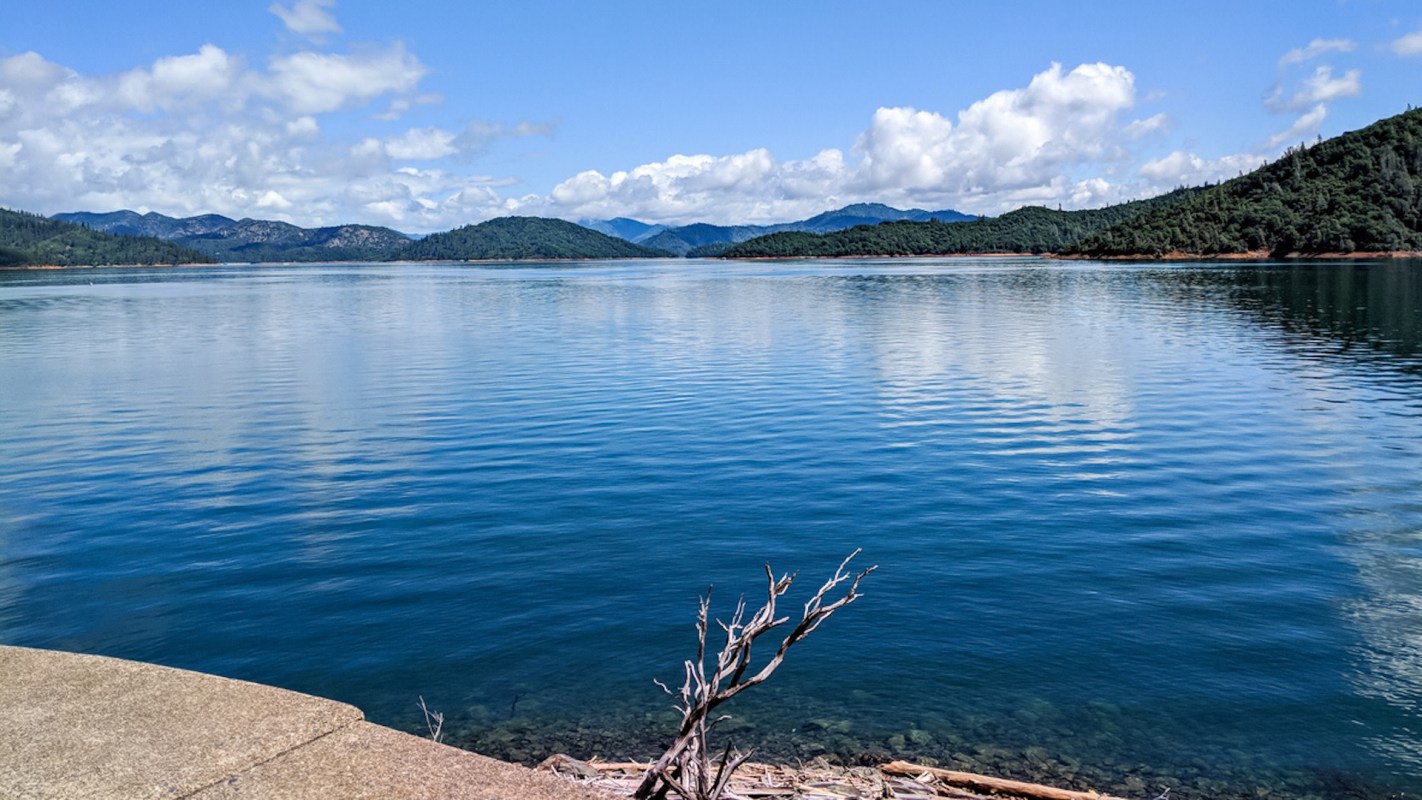 "There's waterfalls flowing into the lake."